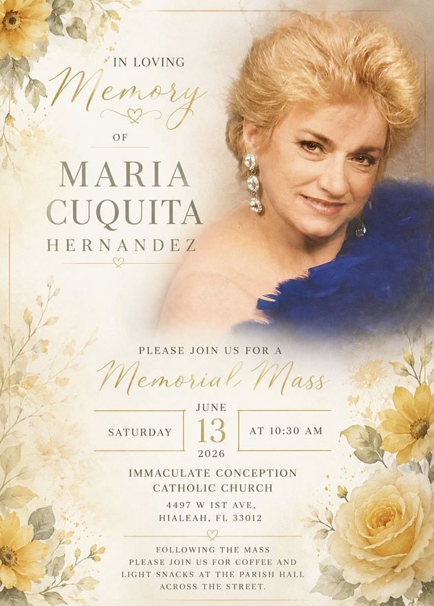 In Loving Memory of MARÍA CUQUITA HERNÁNDEZ